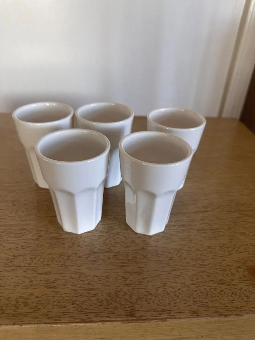 Ikea White Hexagonal Ginger Weatgrass Juice Shot Drinking Glass Sake Flight Set
